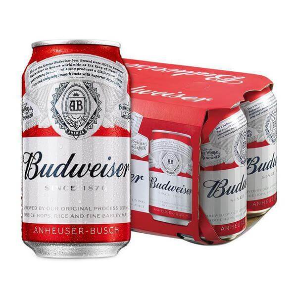 budweiser 330ml cans, 4×6 pack