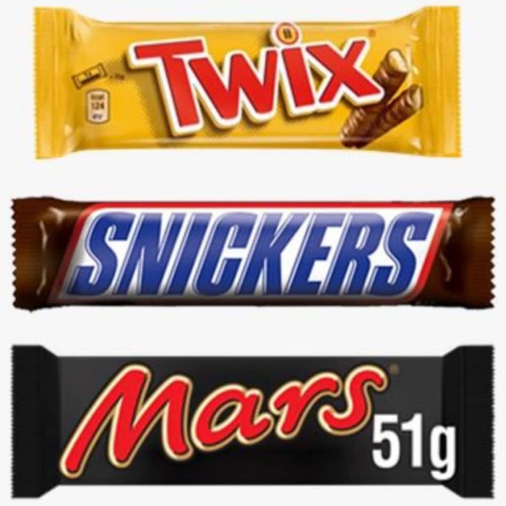 snickers, mars, twix