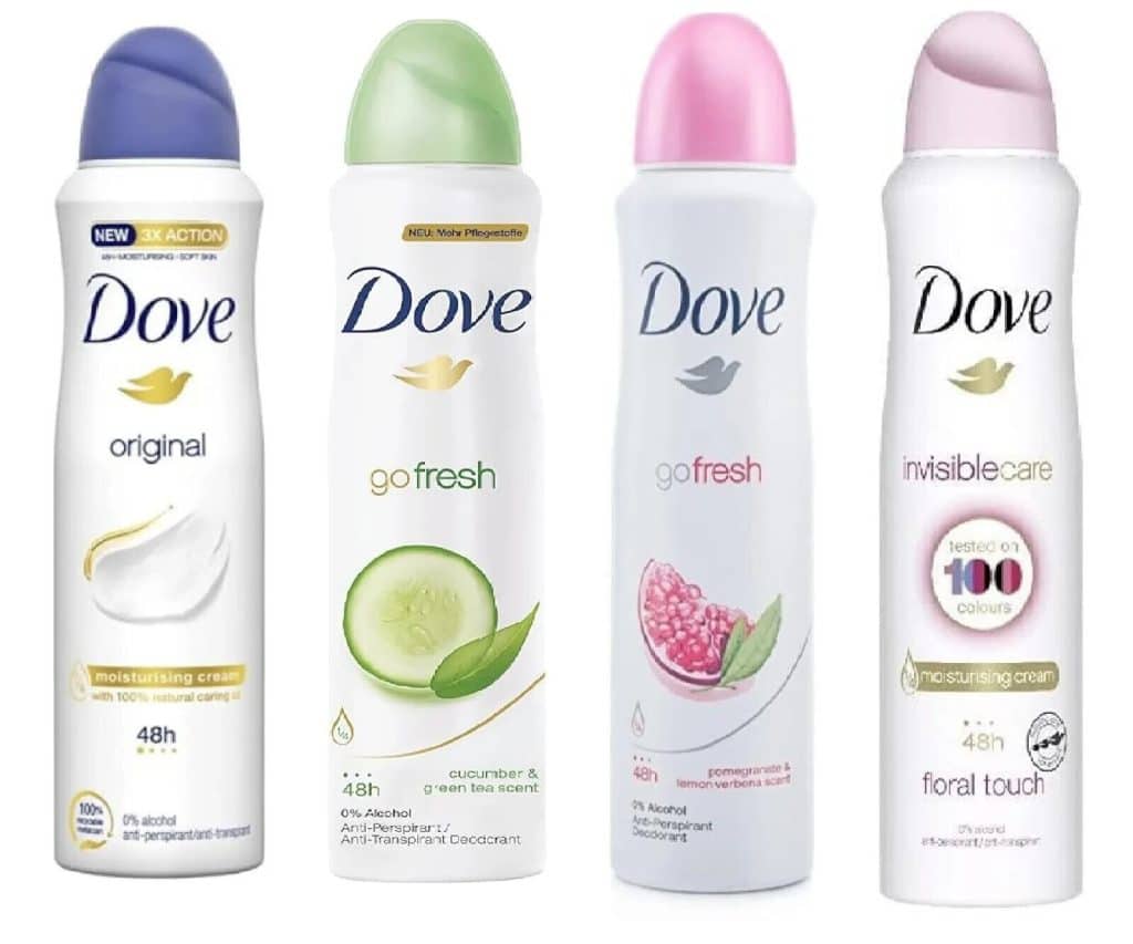 dove aerosol 6x250ml numerous scents available