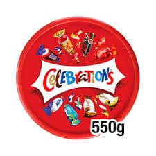 celebrations 550g tub fresh stock new weight